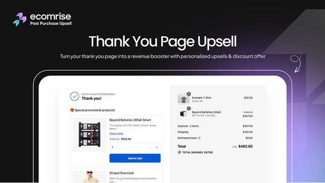 EcomRise: Post Purchase Upsell