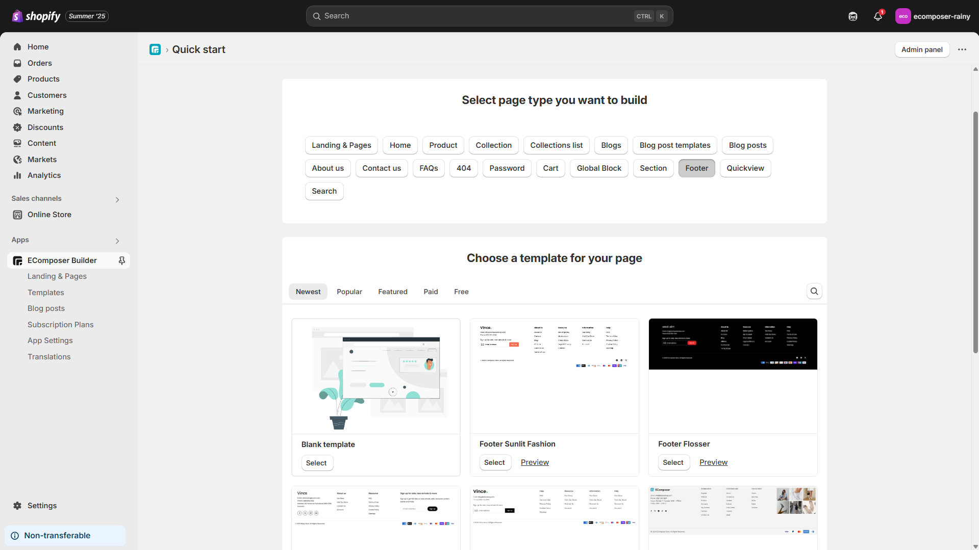 customize Shopify footer