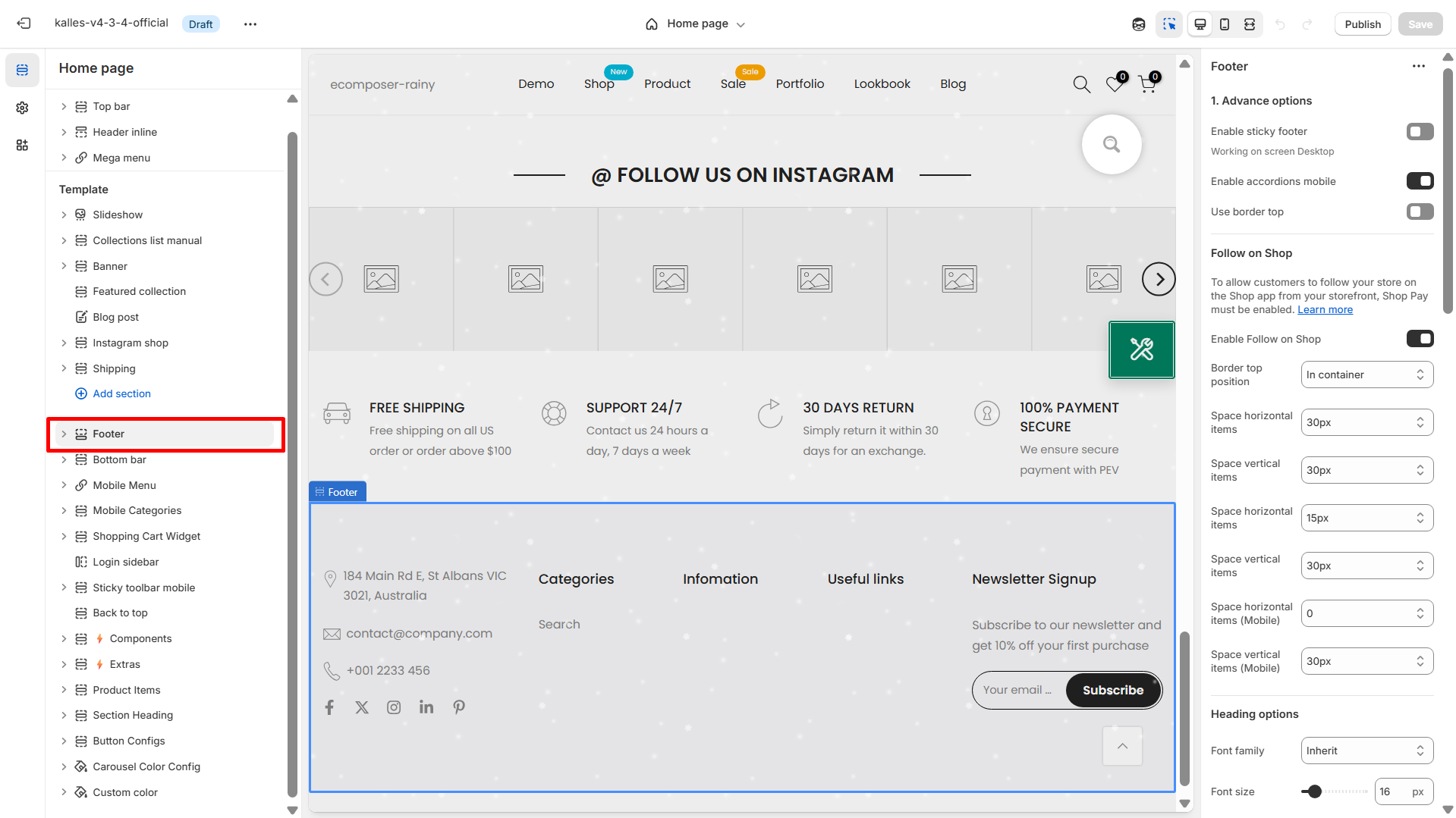 Shopify Footer Customization