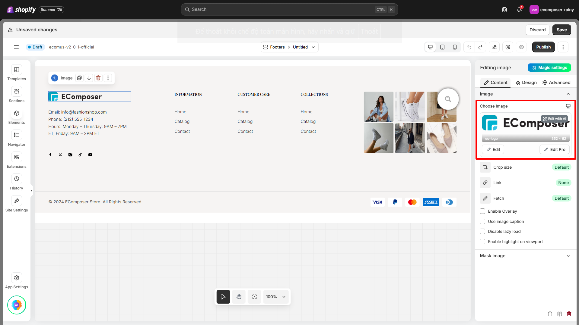 customize Shopify footer